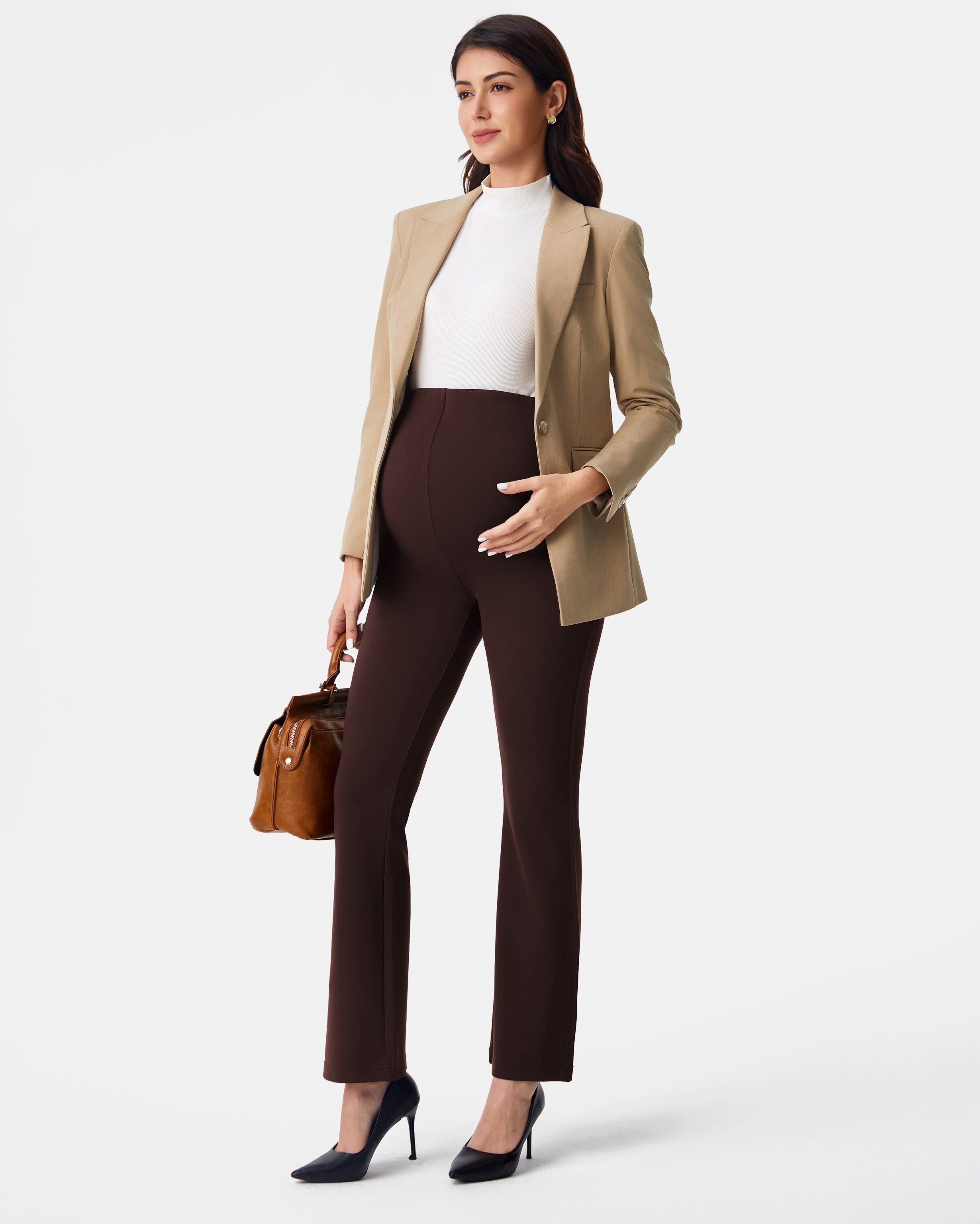 Business maternity pants deep brown