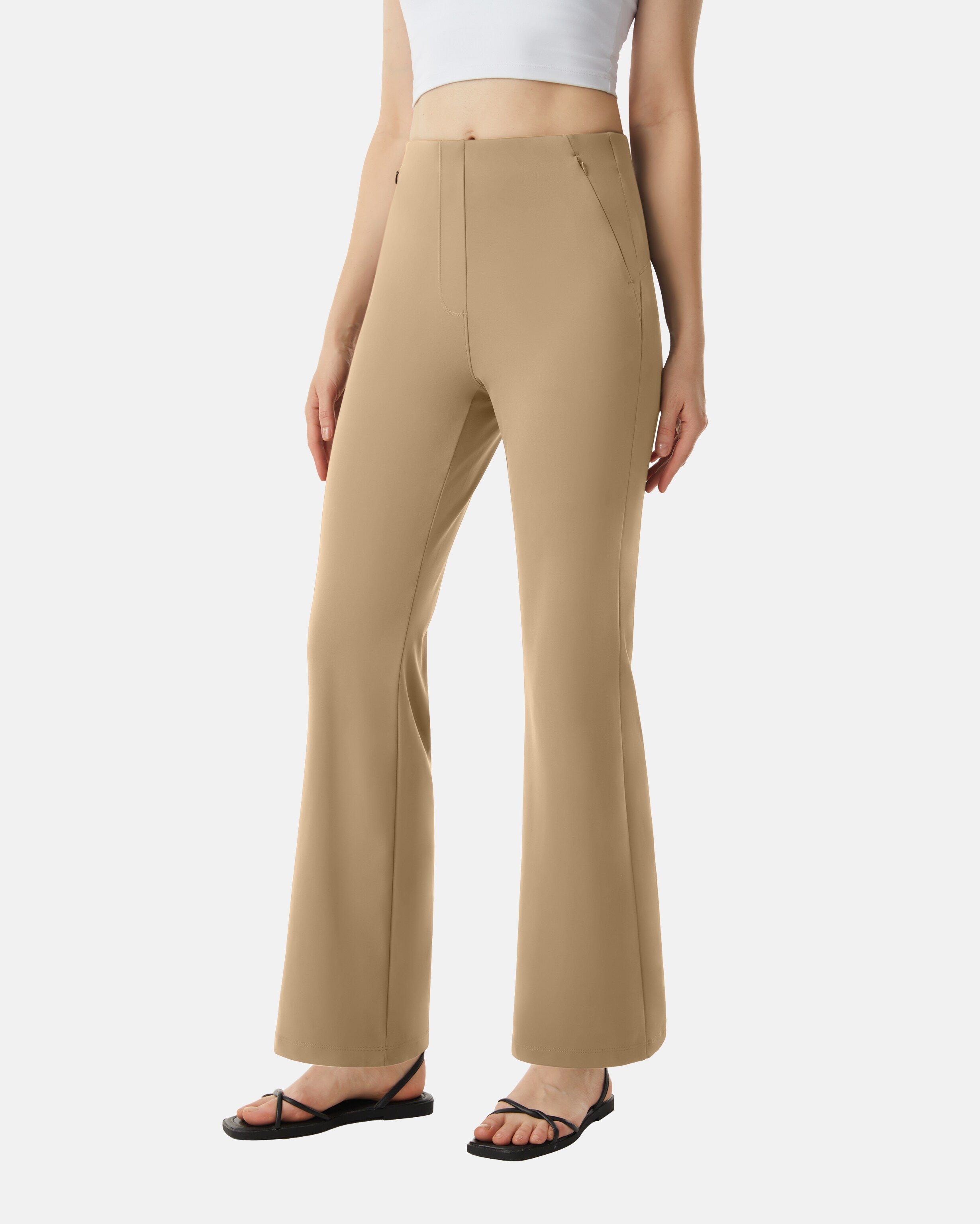 High waist straight pants khaki