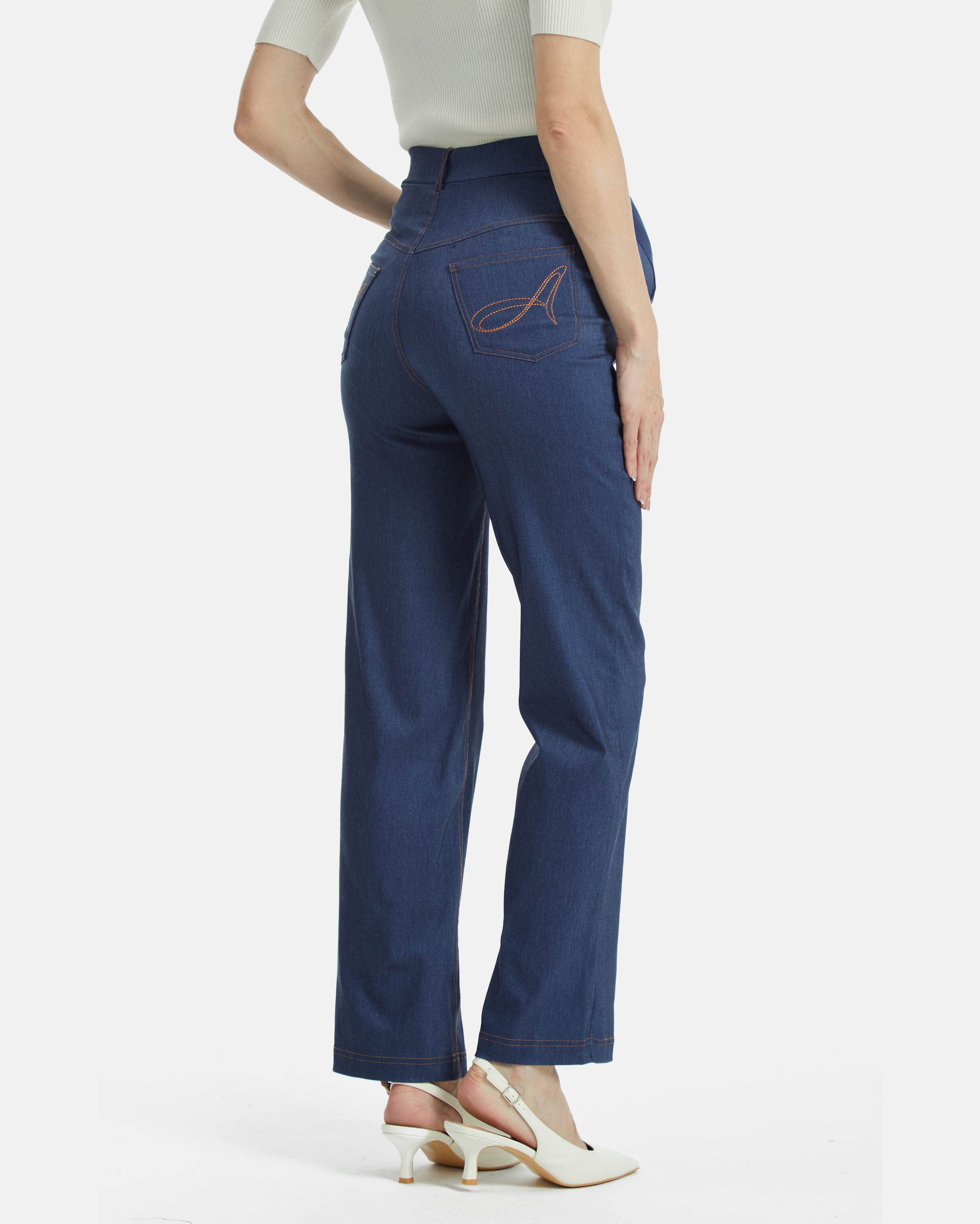 Maternity high waisted jeans classic denim