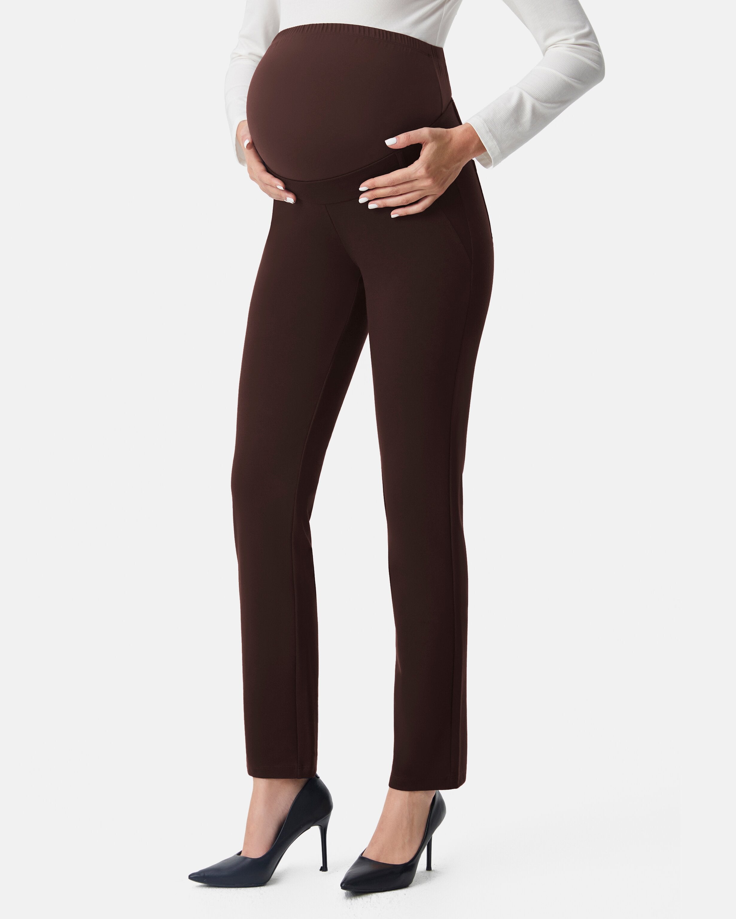 Maternity office dress pants deep brown