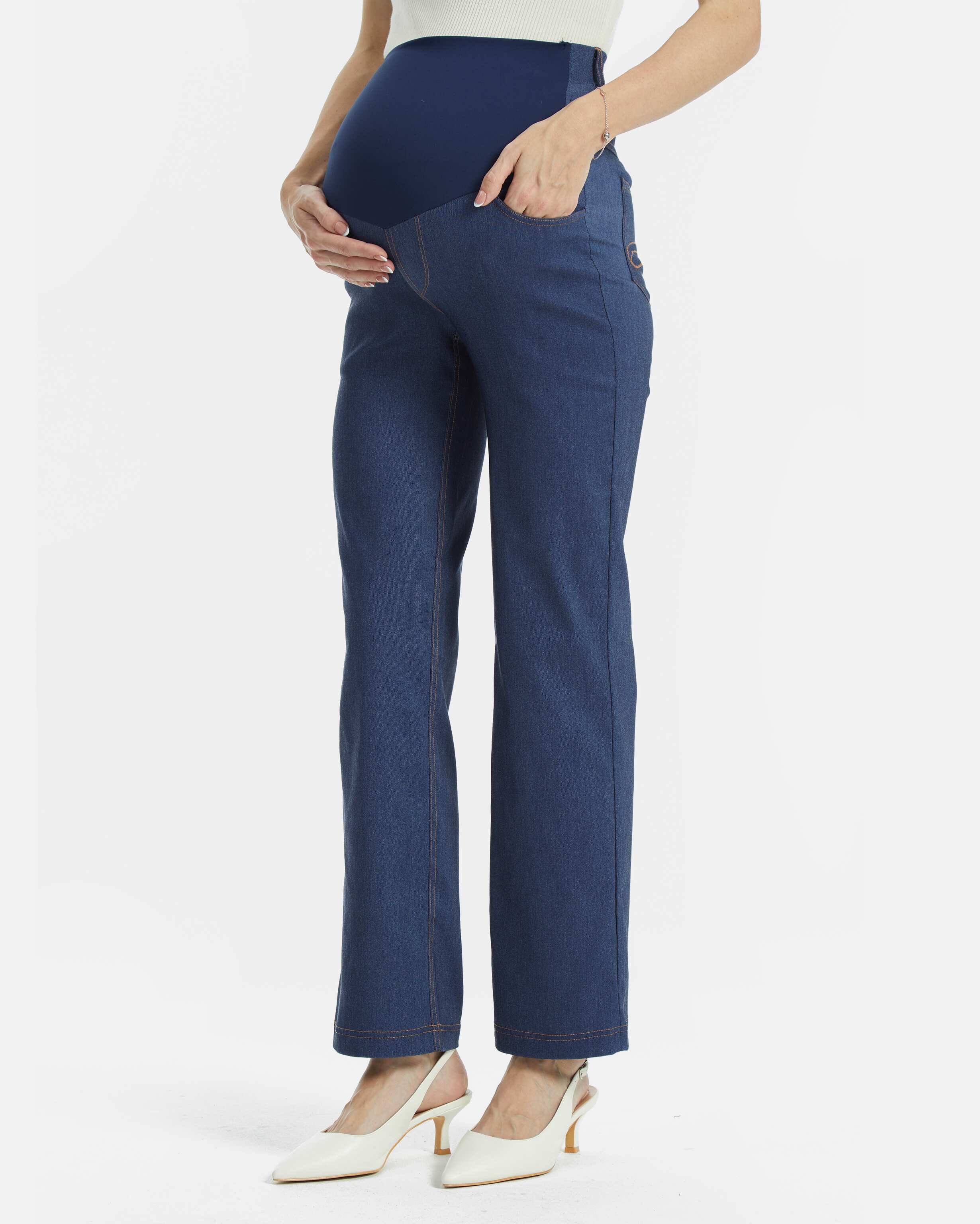 Maternity straight jeans classic denim