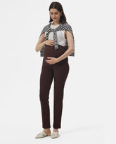 Maternity workwear trousers deep brown