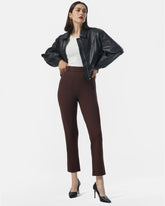 straight leg high rise pants deep brown