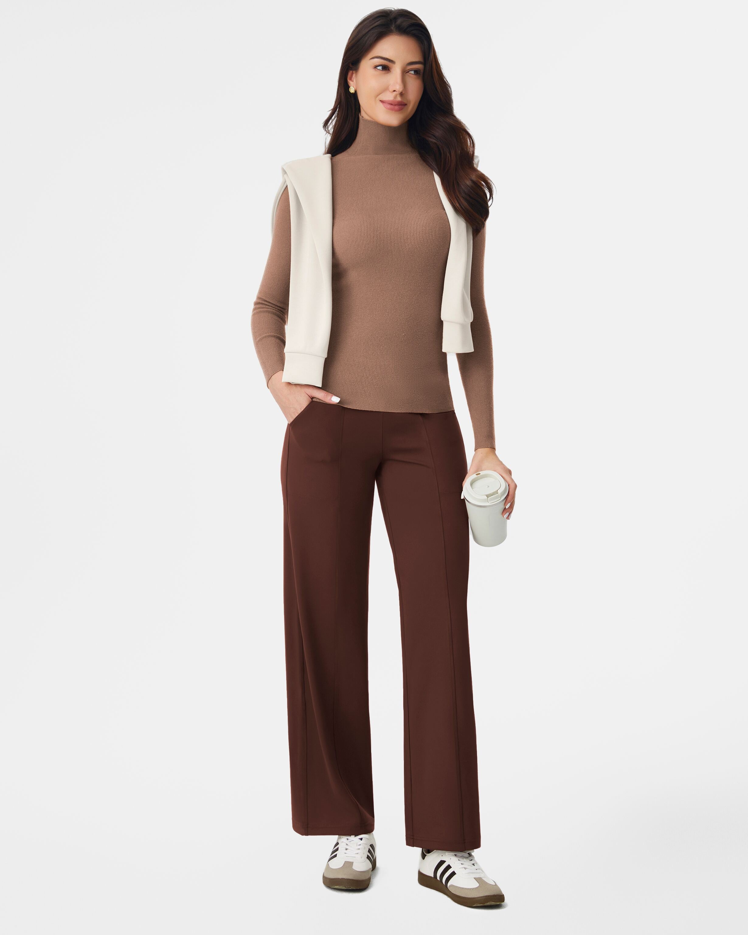 wide leg pants for tall women mocha brown