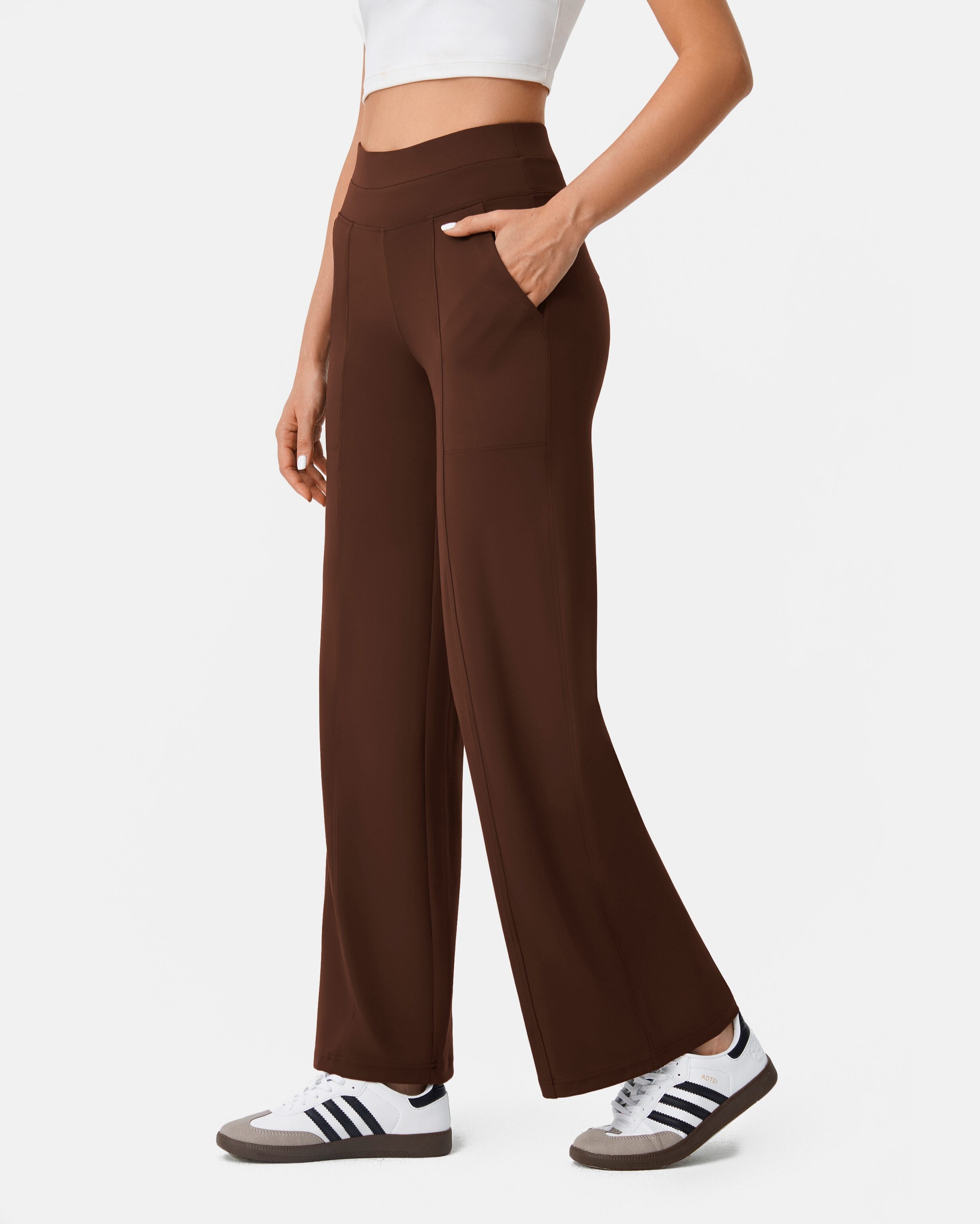 wide leg women pants mocha brown