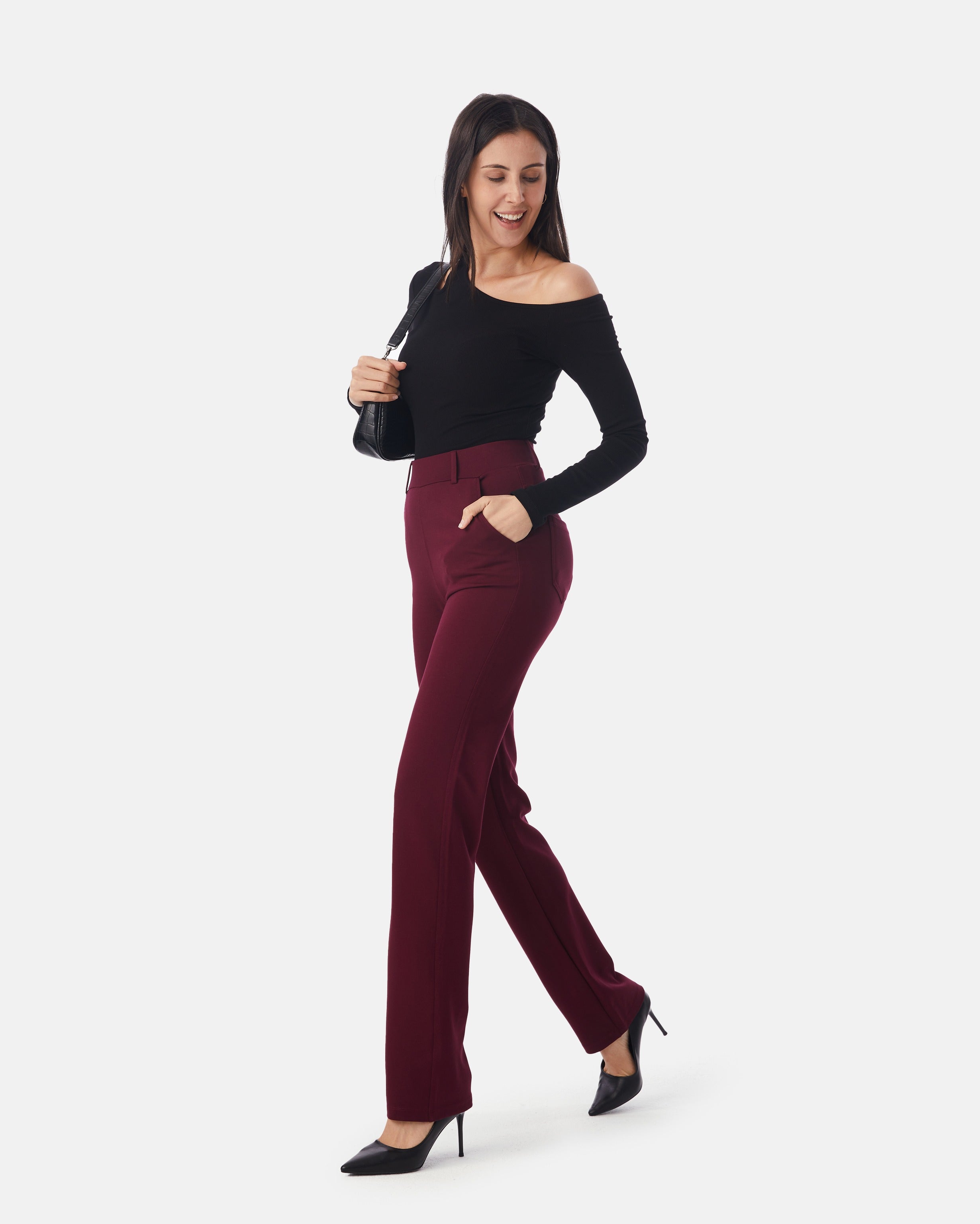 women casual pants Burgundy