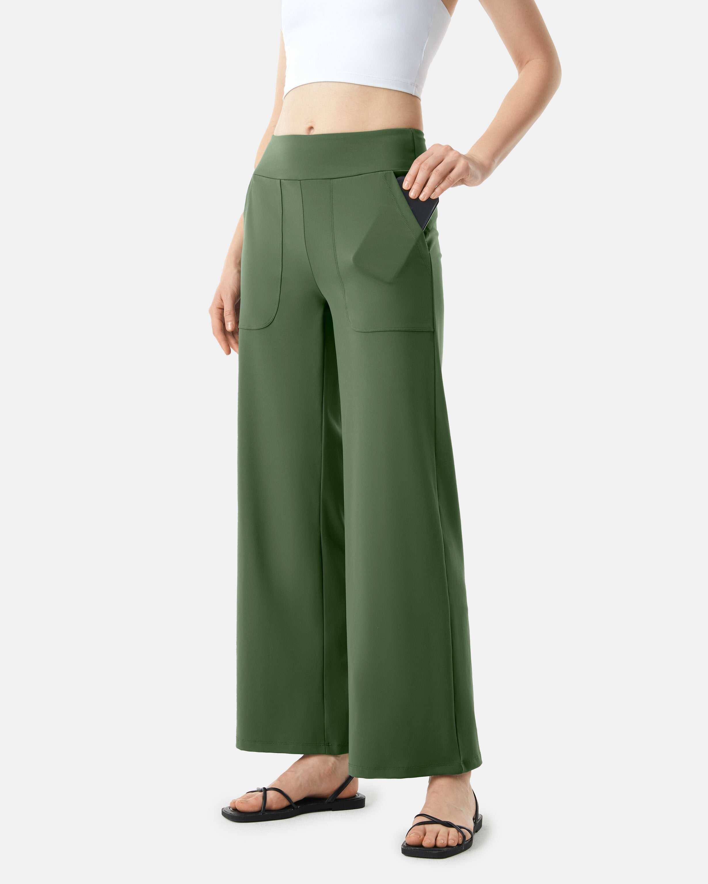 women forest green pants