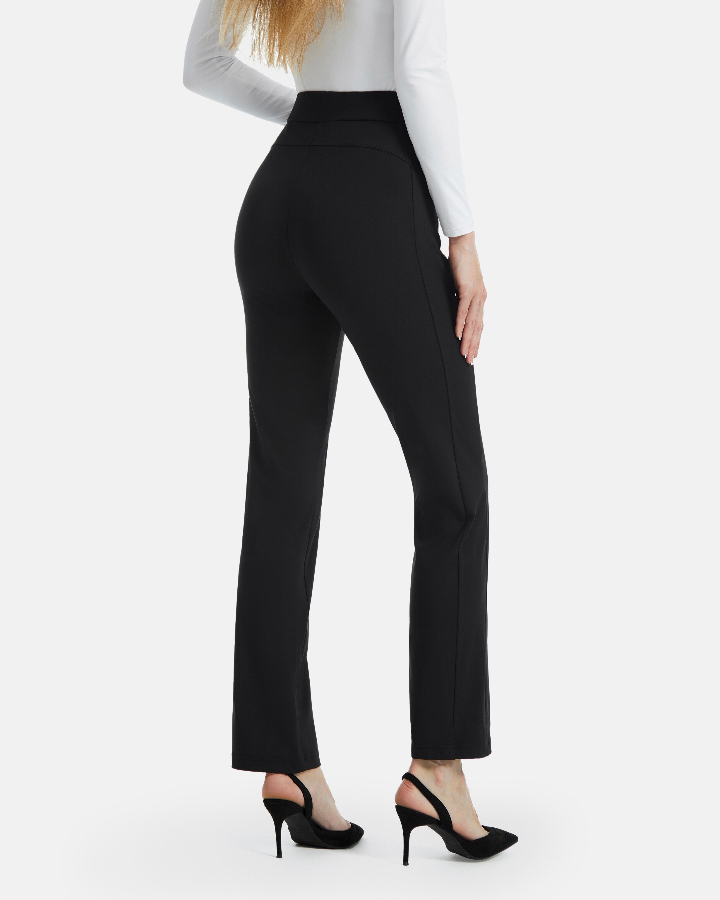women straight leg pants black