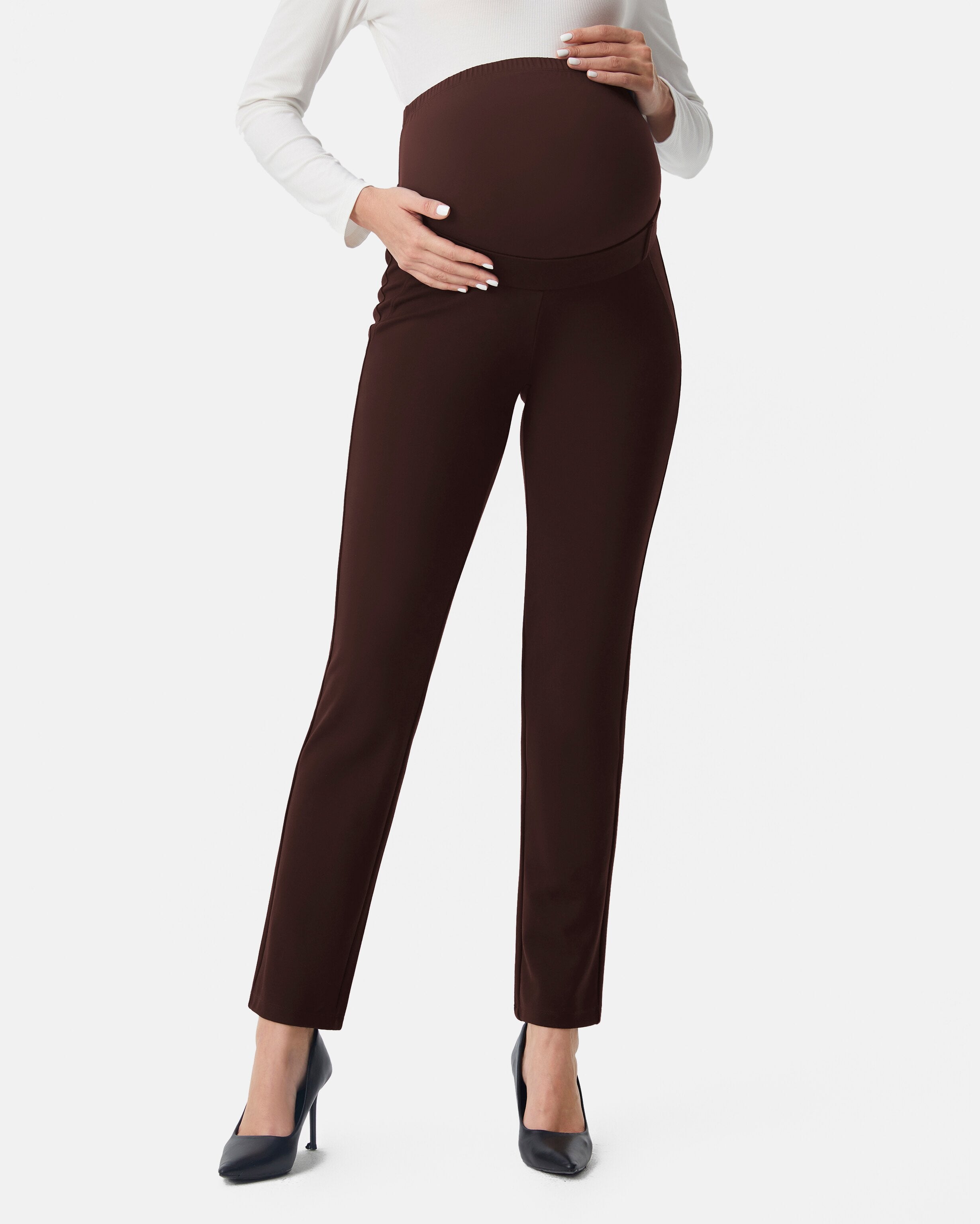 Maternity office chinos deep brown