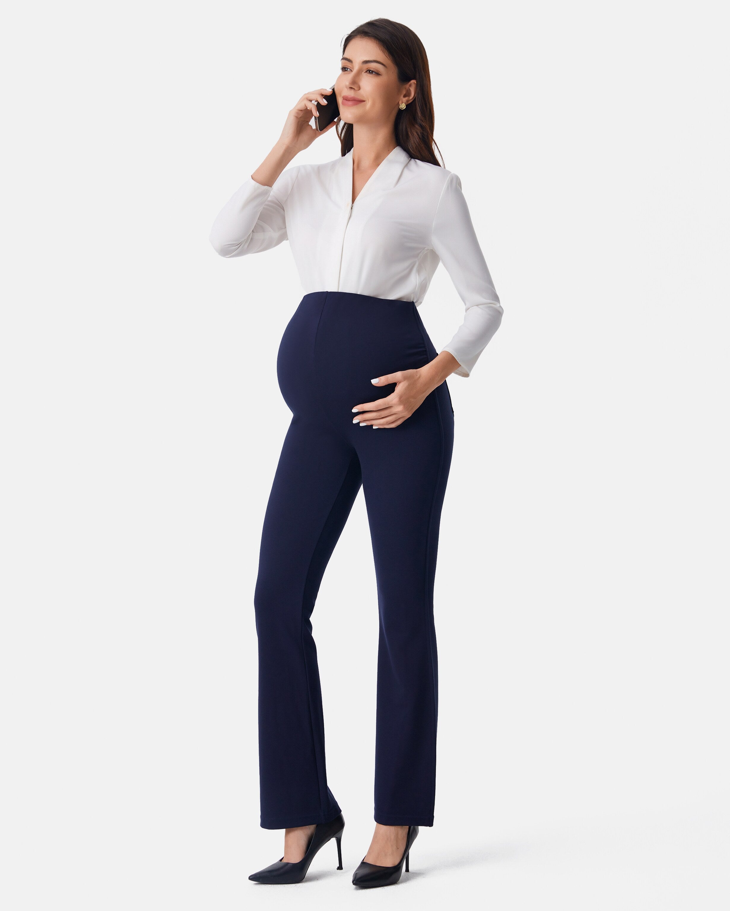 Maternity Pants for Comfort | Straight and Bootcut Fit Navy Blue / Petite 29 / XL Maternity Pants for Comfort | Straight and Bootcut Fit Navy Blue / Petite 29 / XL