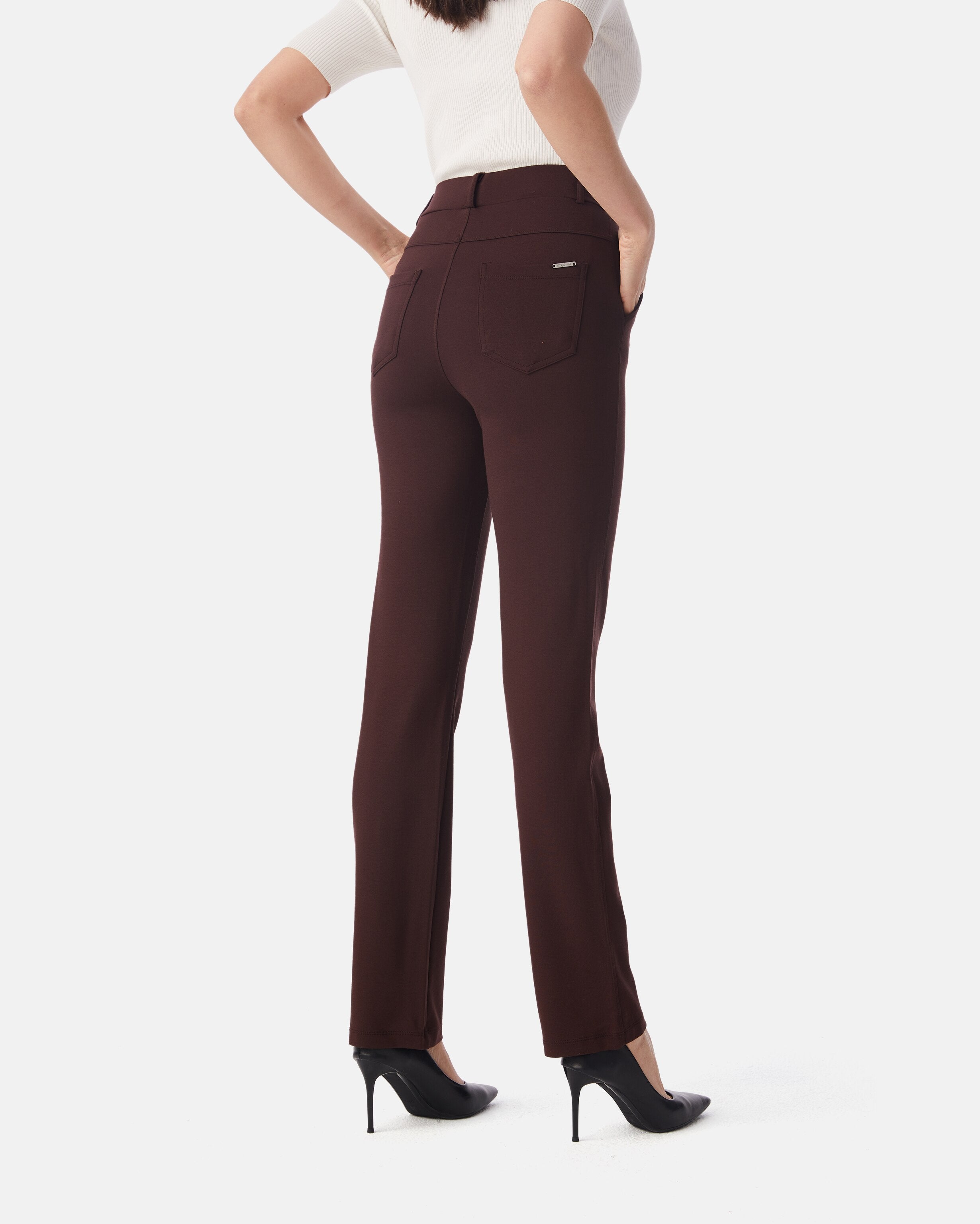 women pant suit deep brown